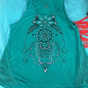 Wound Up Teal Graphic Tank Top